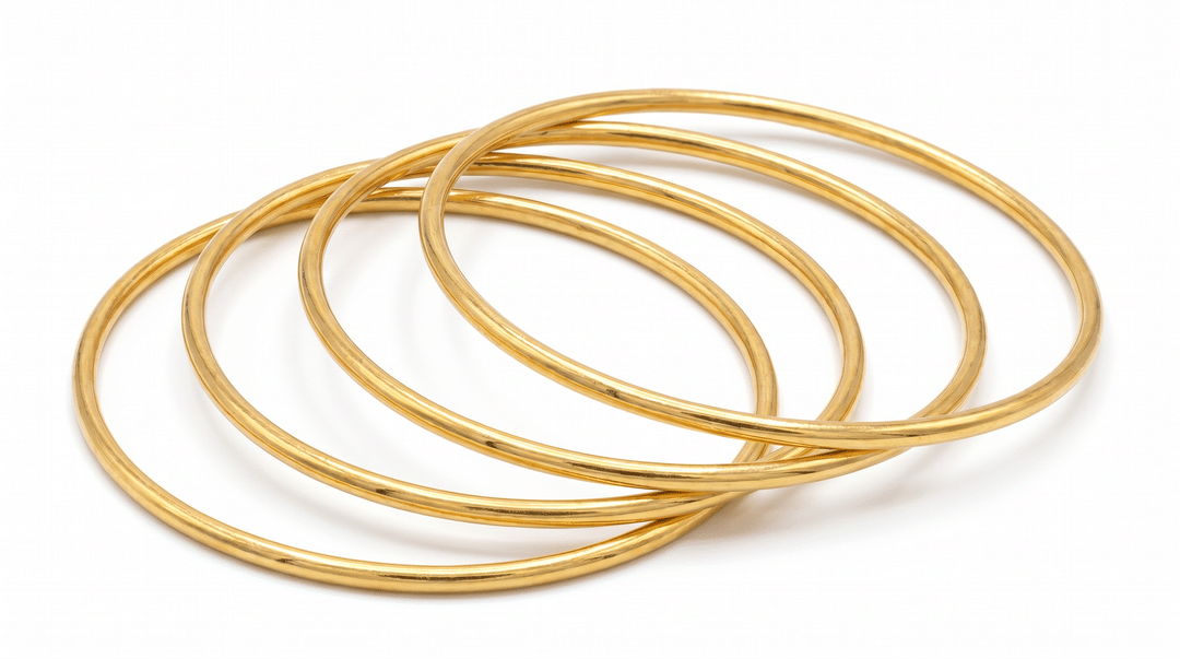 Full Round Gold Tone Sterling Silver Bangle (Single Piece) — view 1