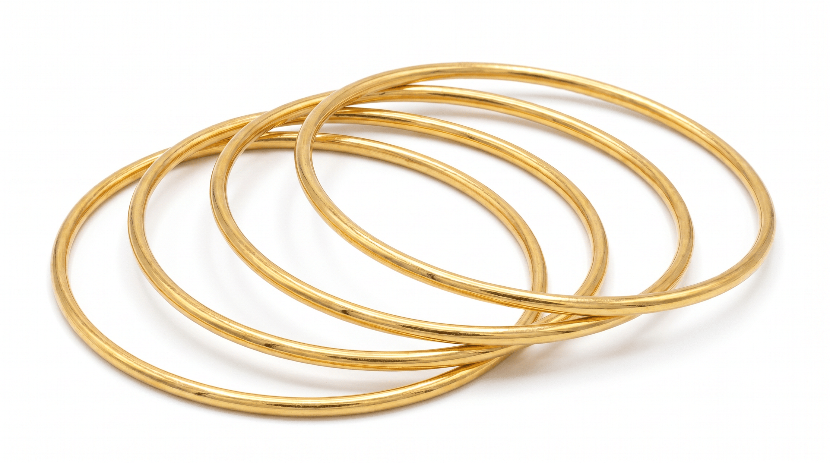 Full Round Gold Tone Sterling Silver Bangle (Single Piece)